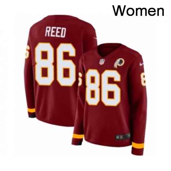 Womens Nike Washington Redskins 86 Jordan Reed Limited Burgundy Therma Long Sleeve NFL Jersey